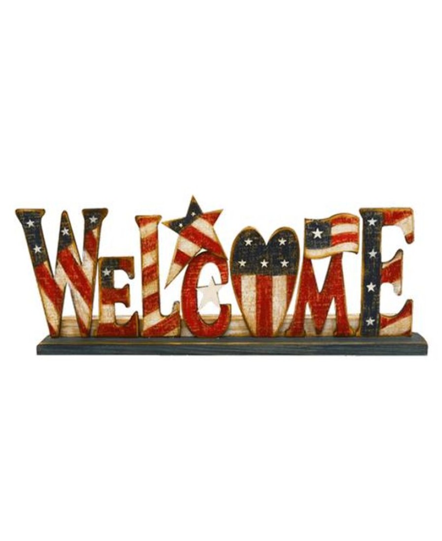 Gifts Royer's | Wooden Sitting Usa Welcome