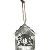 Gifts Royer's | Galvanized White Bird Cutout Birdhouse H