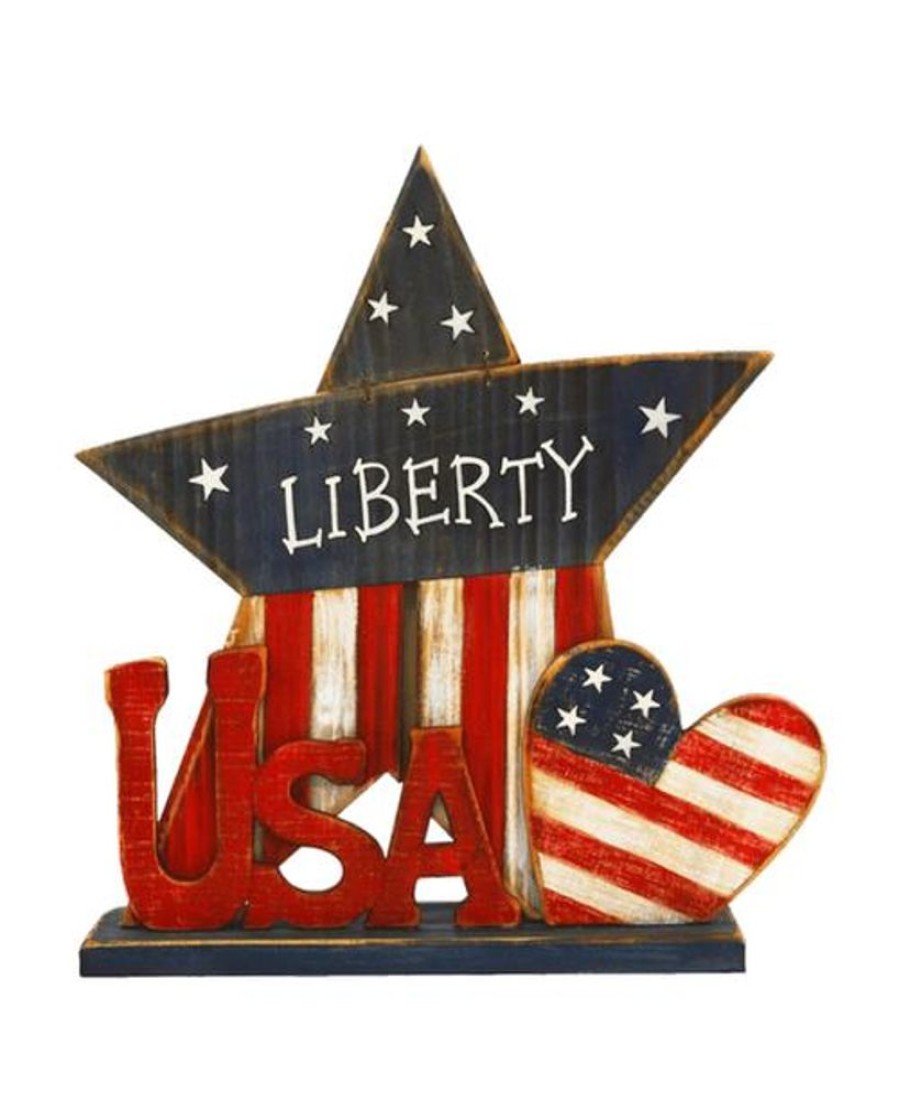 Gifts Royer's | Wooden Usa Star With Heart